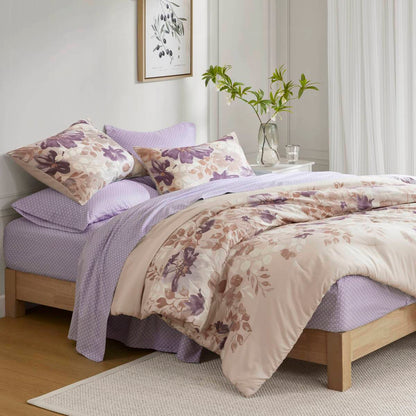 King Taupe Floral Bed In A Bag Set for Bedrooms