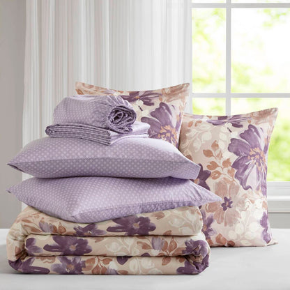 King Taupe Floral Bed In A Bag Set for Bedrooms