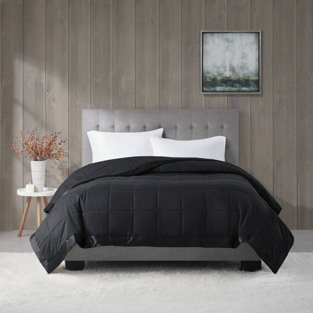 Black Polyester Twin Size Blanket - Lightweight Summer & Spring Bedding