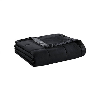 Black Polyester Twin Size Blanket - Lightweight Summer & Spring Bedding