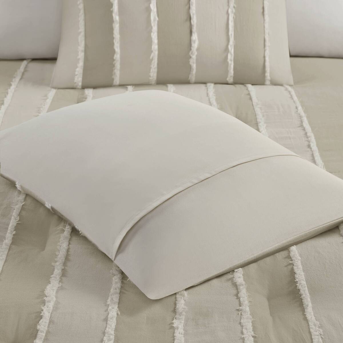 Striped Cotton Comforter Set Taupe King/Cal King