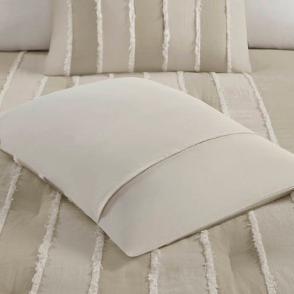 Striped Cotton Comforter Set Taupe King/Cal King