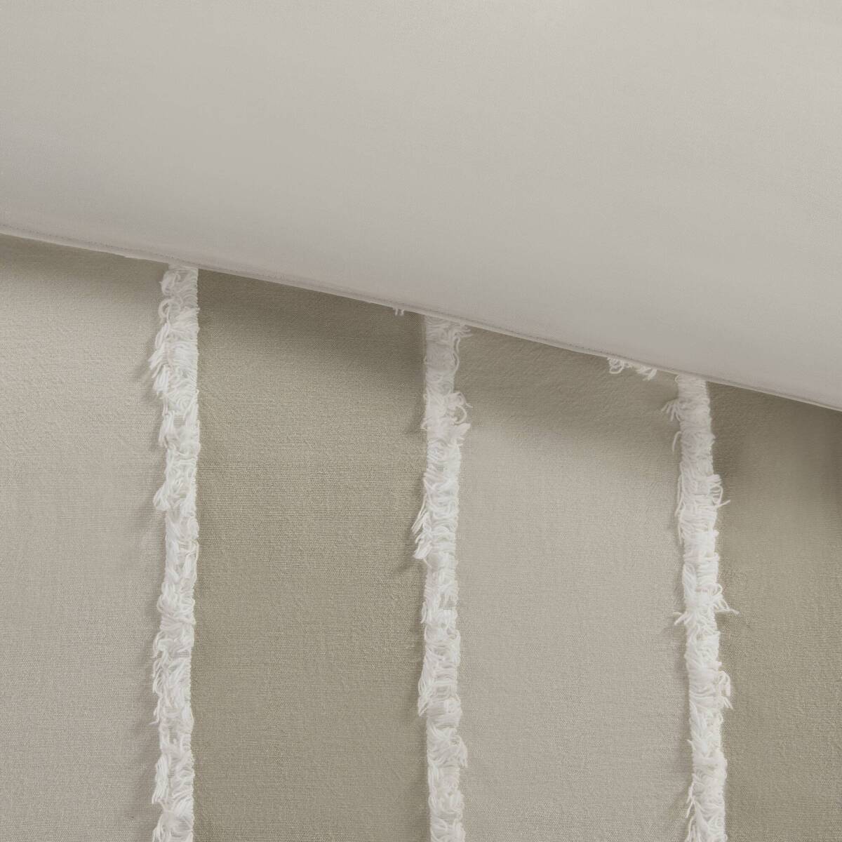 Striped Cotton Comforter Set Taupe King/Cal King
