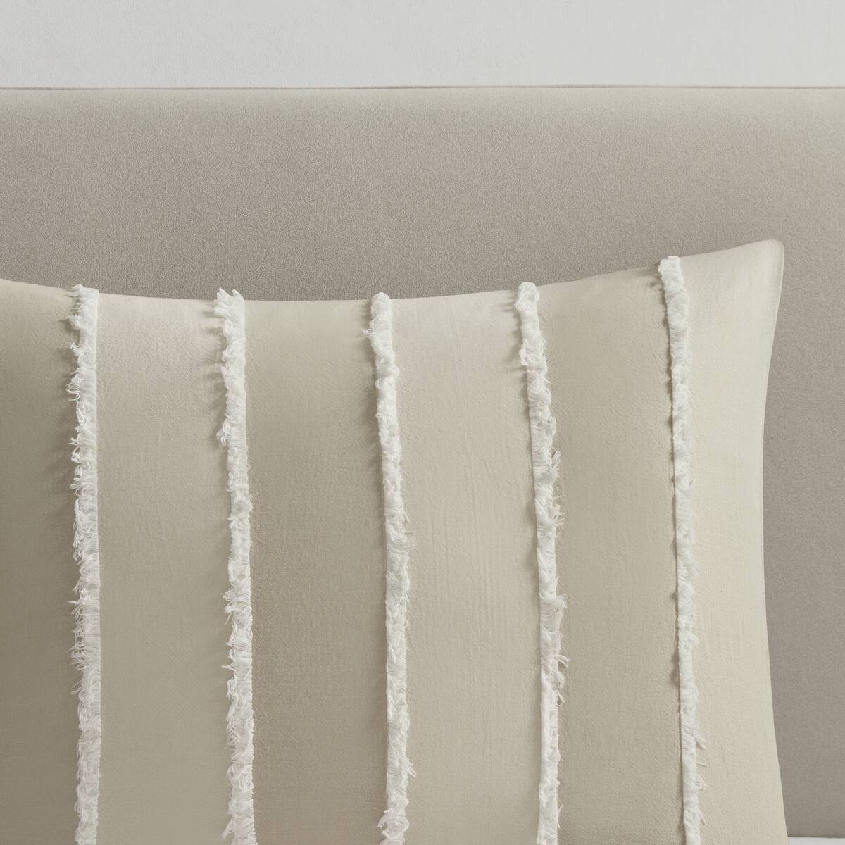 Striped Cotton Comforter Set Taupe King/Cal King