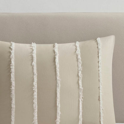 Striped Cotton Comforter Set Taupe King/Cal King