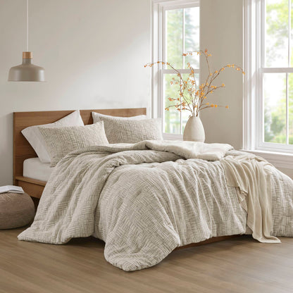 3 Piece Oversized Cotton Matelasse Comforter Set-Full/Queen