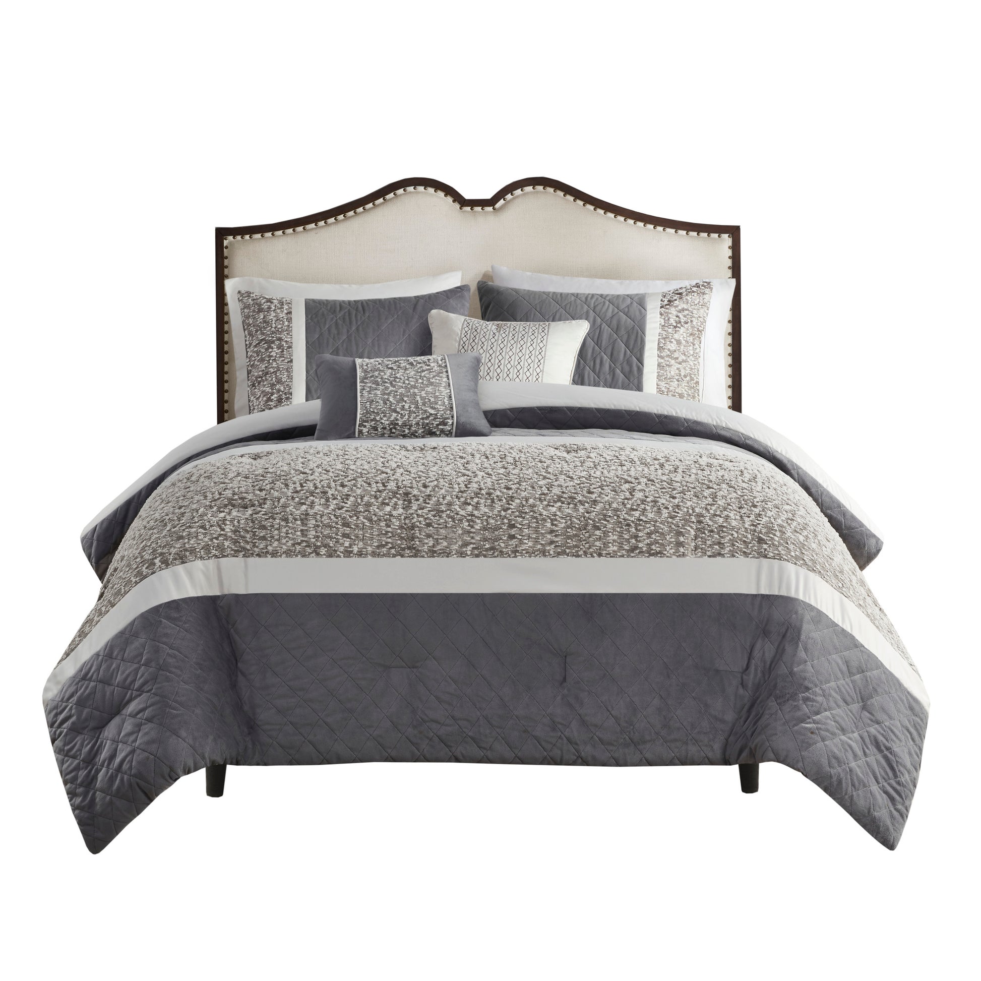 5 Piece Textured Jacquard Stripe Comforter Set - King/Cal King