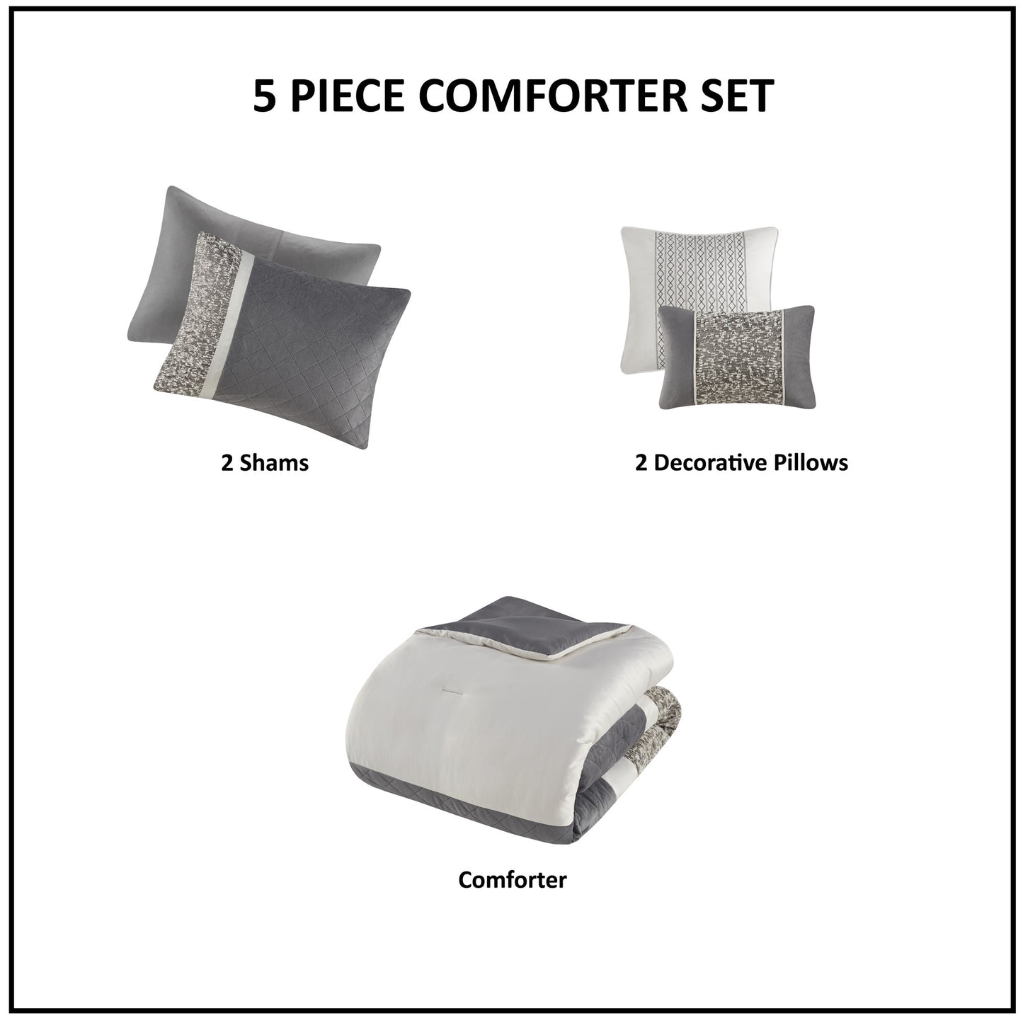 5 Piece Textured Jacquard Stripe Comforter Set - King/Cal King