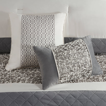 5 Piece Textured Jacquard Stripe Comforter Set - King/Cal King