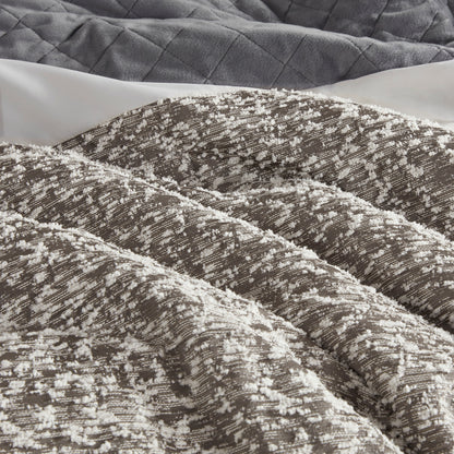 5 Piece Textured Jacquard Stripe Comforter Set - King/Cal King