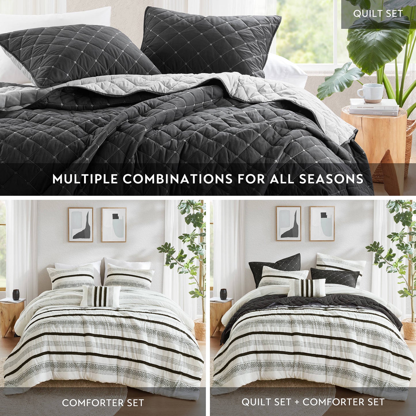 King Stripe Comforter Set - Multicolor Polyester