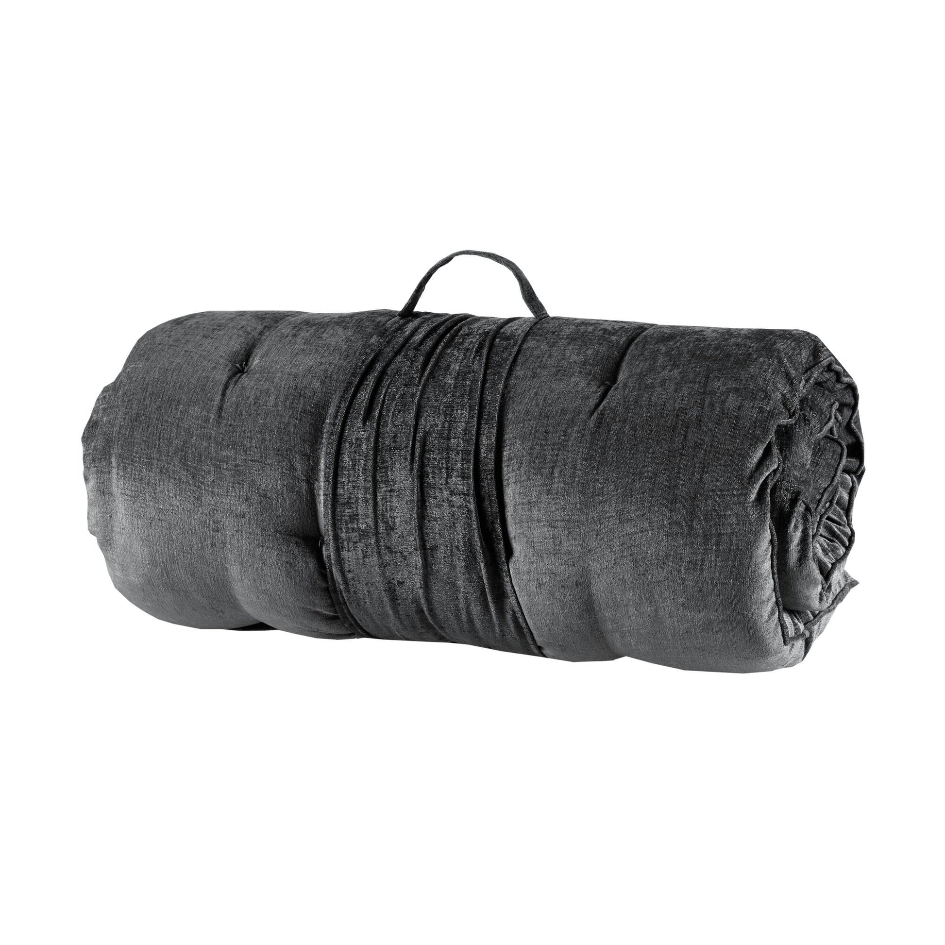 Charcoal Polyester Lounge Floor Pillow Cushion 27x74", Travel Wrap Included