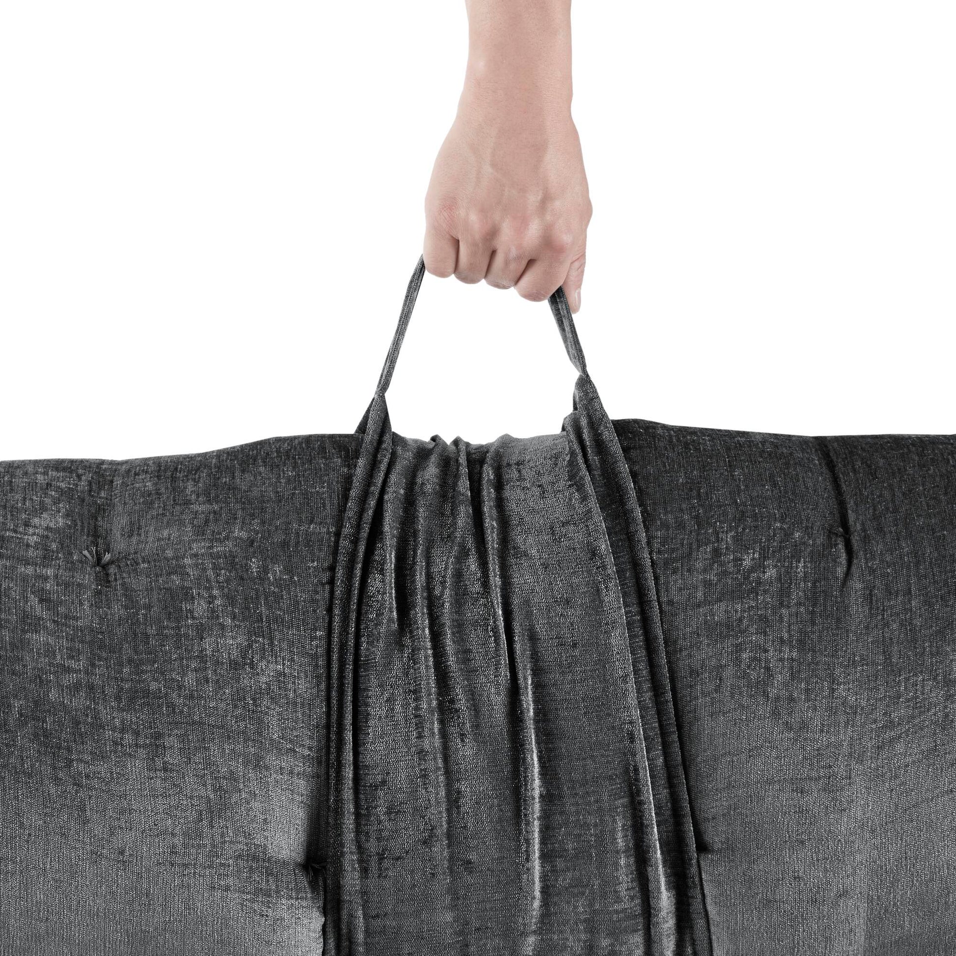Charcoal Polyester Lounge Floor Pillow Cushion 27x74", Travel Wrap Included