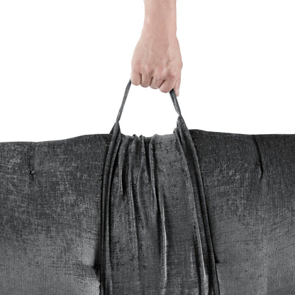 Charcoal Polyester Lounge Floor Pillow Cushion 27x74", Travel Wrap Included