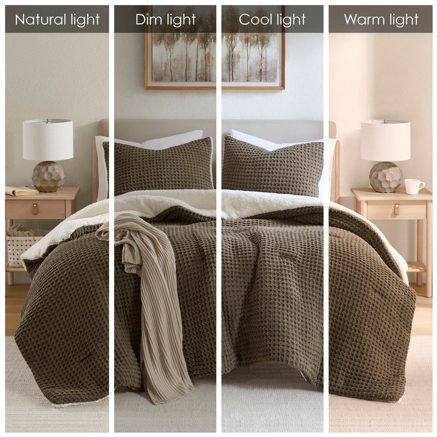 Twin Size Brown Polyester Chenille Comforter Set