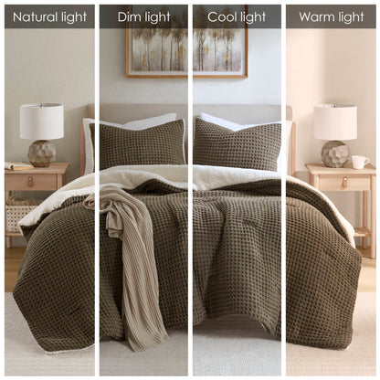 Twin Size Brown Polyester Chenille Comforter Set