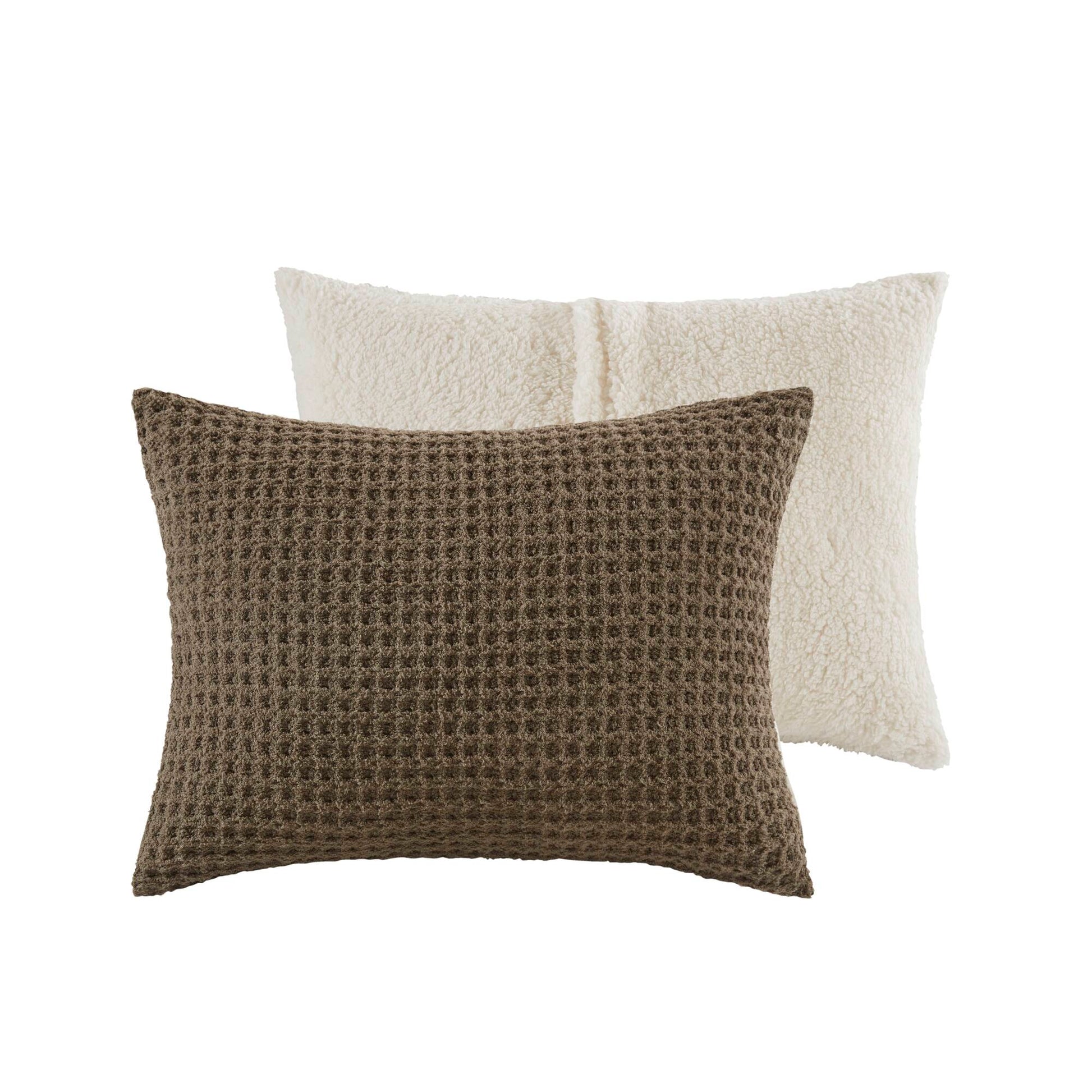 Twin Size Brown Polyester Chenille Comforter Set