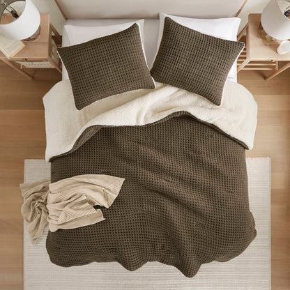 Twin Size Brown Polyester Chenille Comforter Set