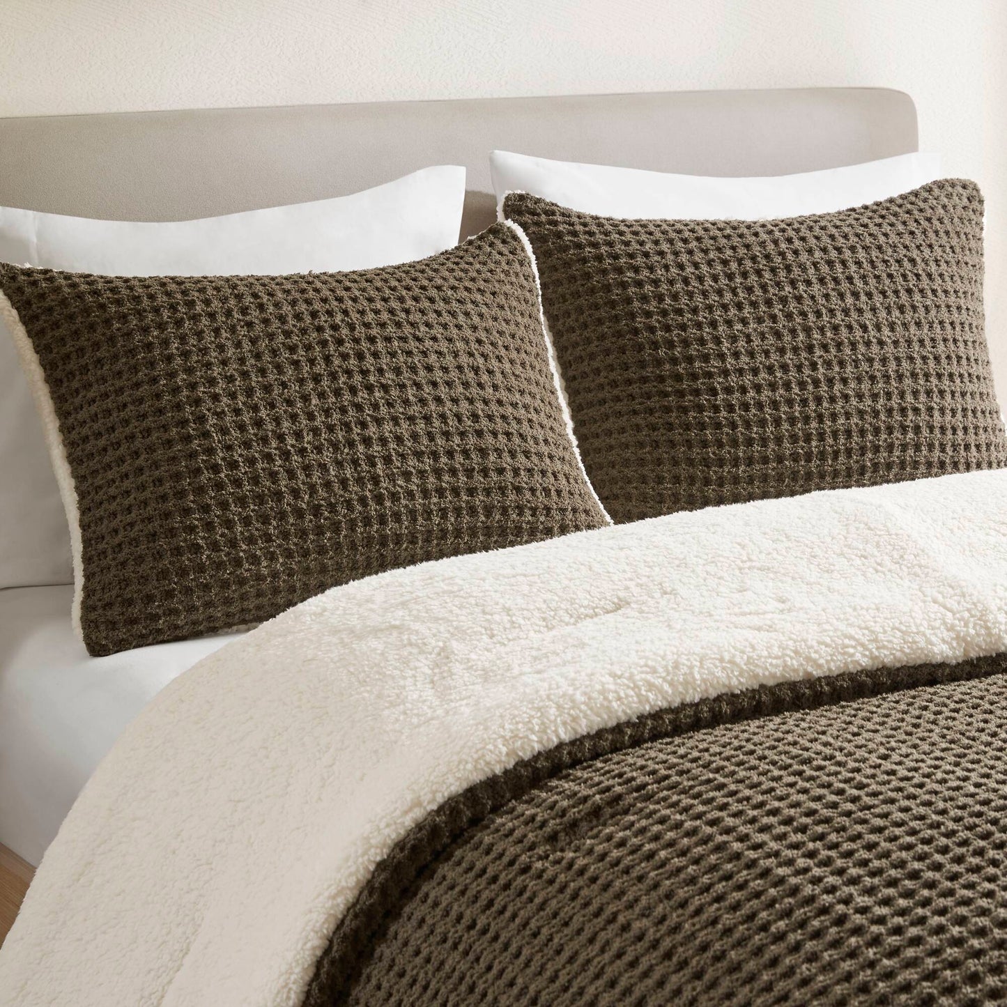 Twin Size Brown Polyester Chenille Comforter Set