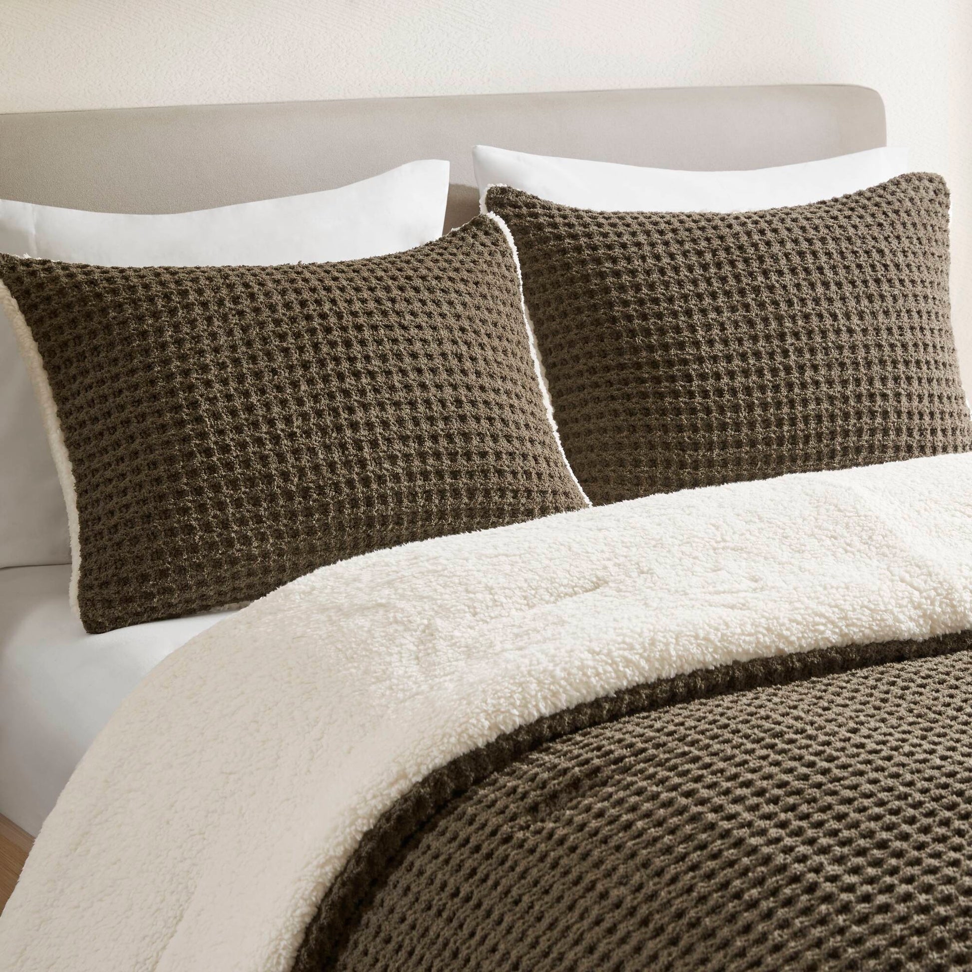 Twin Size Brown Polyester Chenille Comforter Set