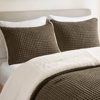 Twin Size Brown Polyester Chenille Comforter Set
