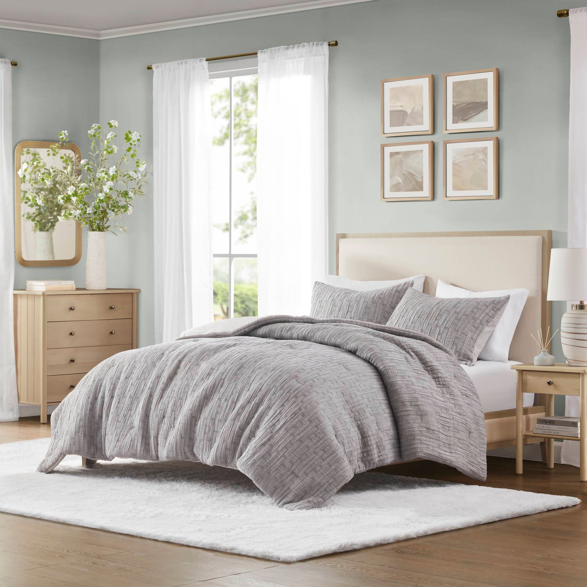 3 Pc solid soft bedding set modern style King/Cal King 100% cotton all season sheets-Charcoal sateen weave bed-sheets