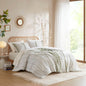 3 PCS King/Cal King Cotton Printed Comforter Set with Chenille Sage/Ivory