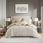 10 PCS Cal King Luxury Jacquard Comforter Set Ivory