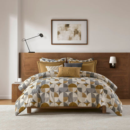 8 PCS Queen Jacquard Oversized Duvet Style Comforter Set Gold