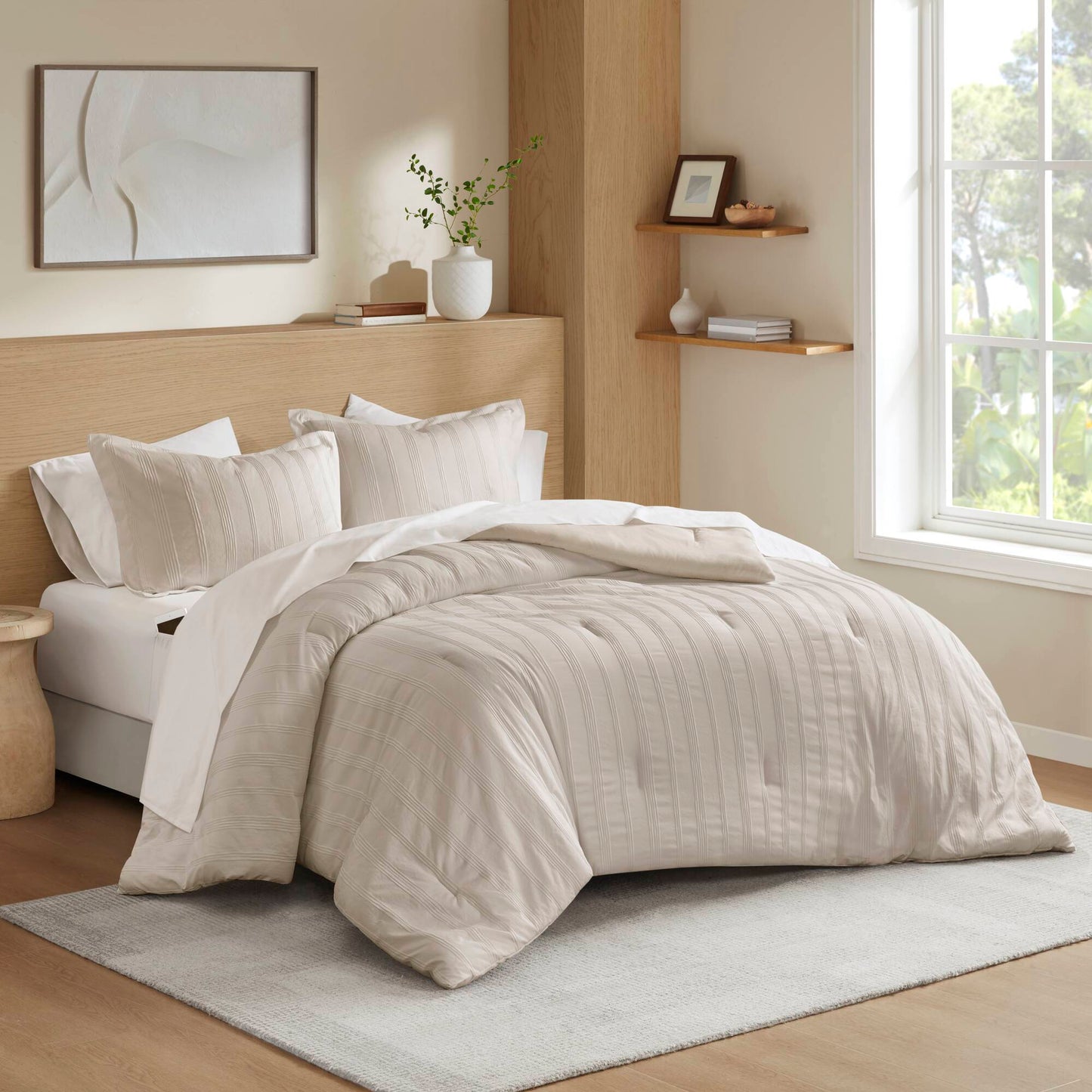 7-Piece Full Woven Striped Comforter Set