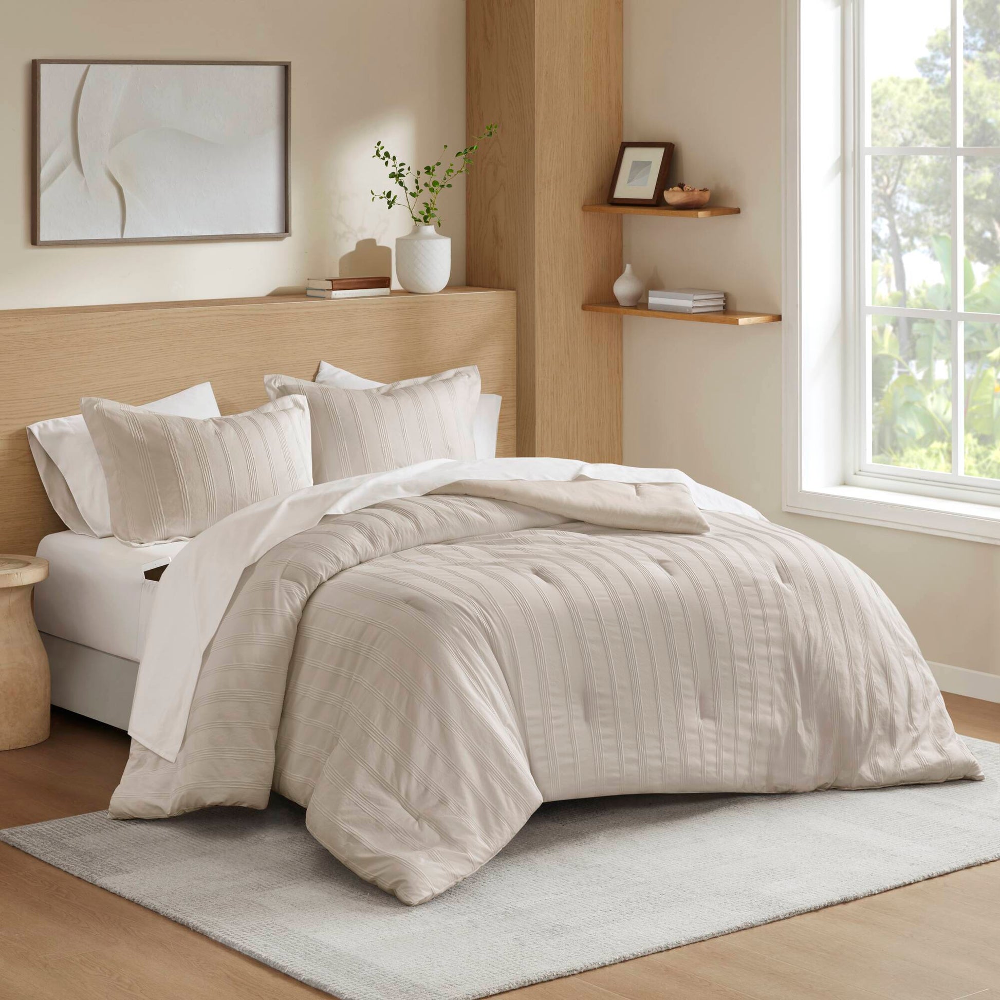 7-Piece Full Woven Striped Comforter Set