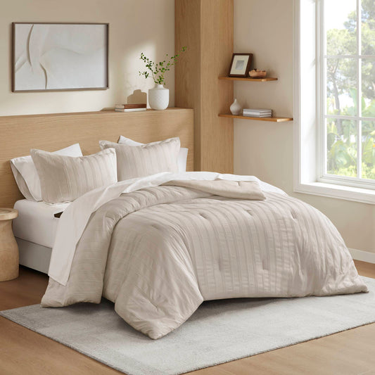 7-Piece Full Woven Striped Comforter Set