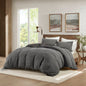 3PCS King/Cal King Waffle Washed Duvet Set