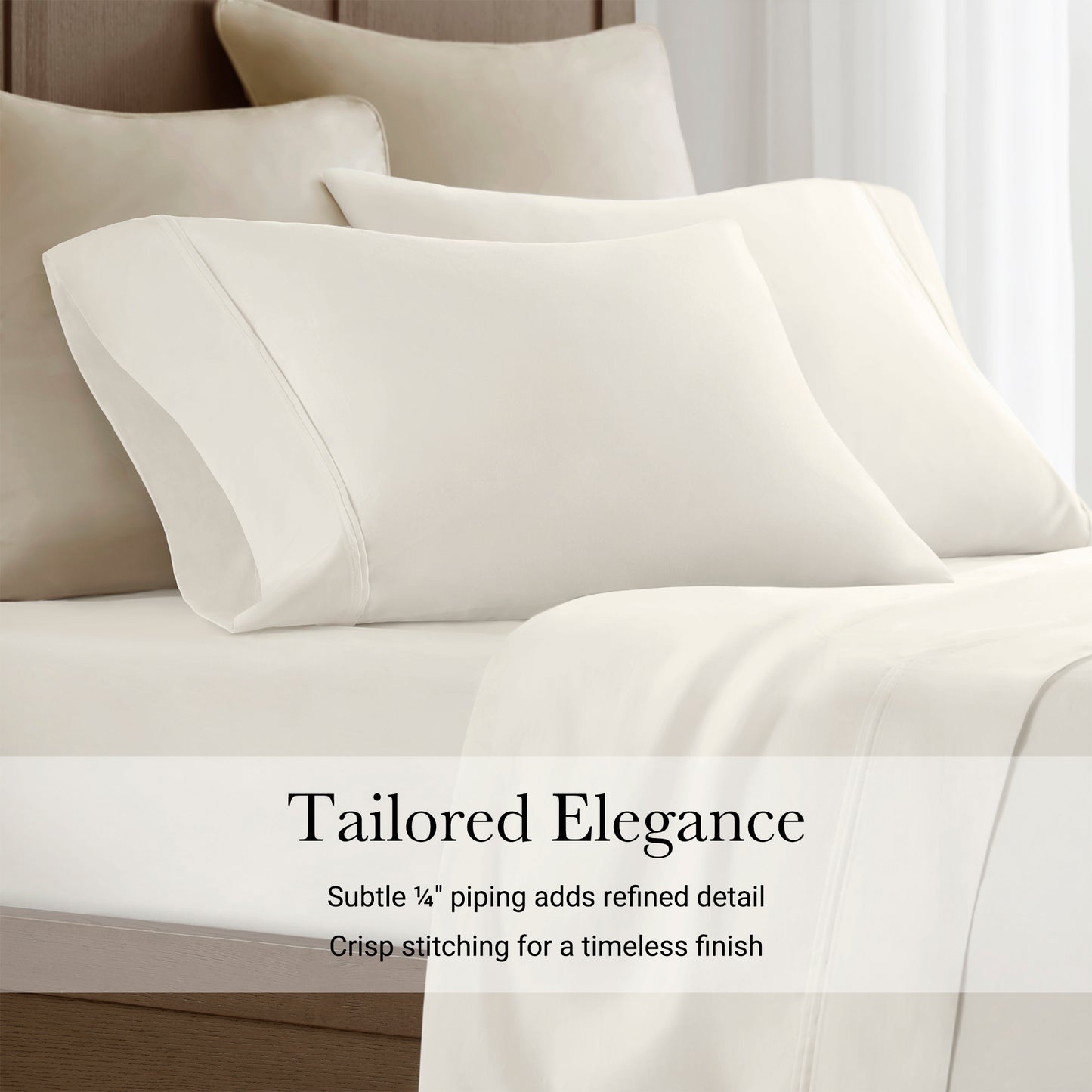 King Sateen Sheet Set Ivory Cotton 4 Pieces