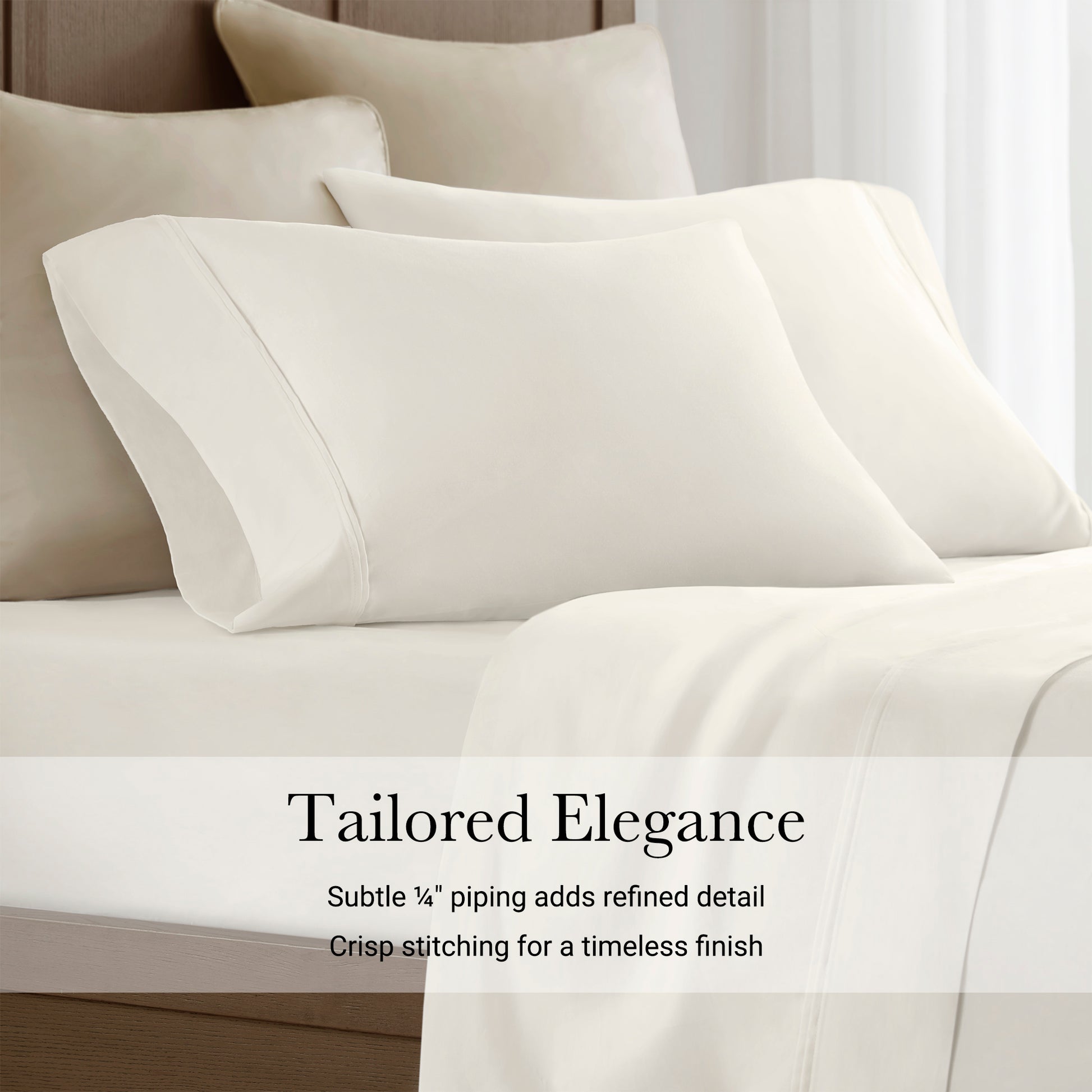 King Sateen Sheet Set Ivory Cotton 4 Pieces