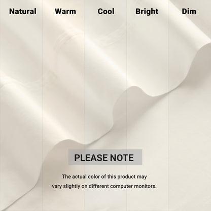 King Sateen Sheet Set Ivory Cotton 4 Pieces