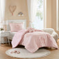 3-Piece Twin Floral Reversible Tufted Chenille Comforter Set with Flower Throw Pillow,Pink
