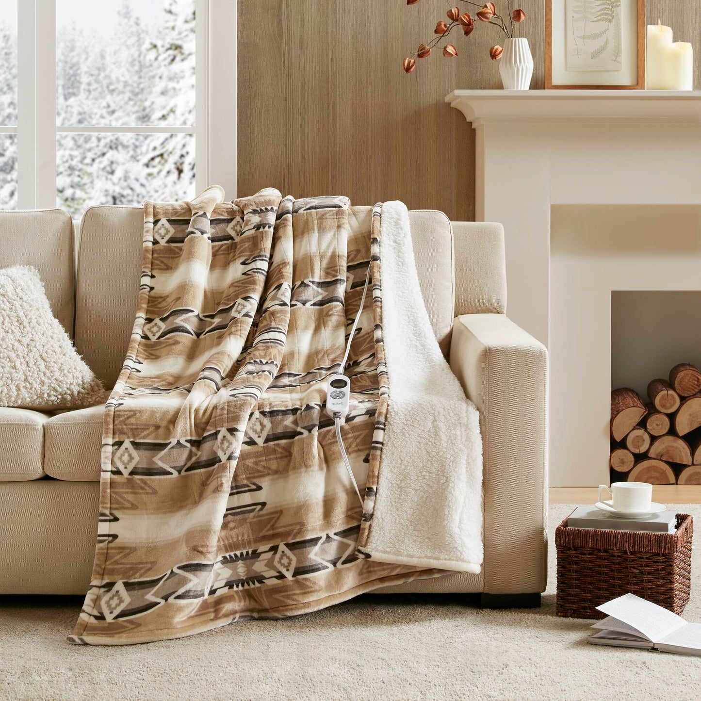 1-Piece 50x60" Heated Throw,Aztec