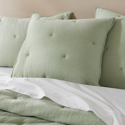 1-Piece Euro Sham Cotton  Embroidered Euro Sham,Sage