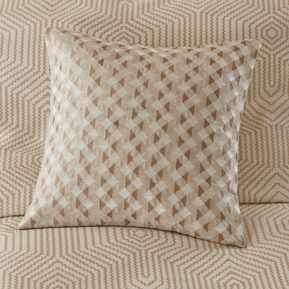 Queen Polyester Bedding Set Tan Ivory 8 Piece Comforter