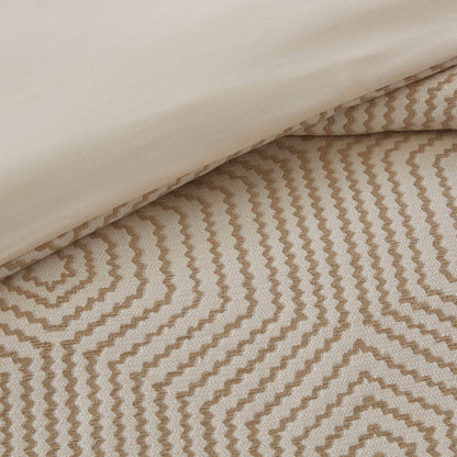 Queen Polyester Bedding Set Tan Ivory 8 Piece Comforter