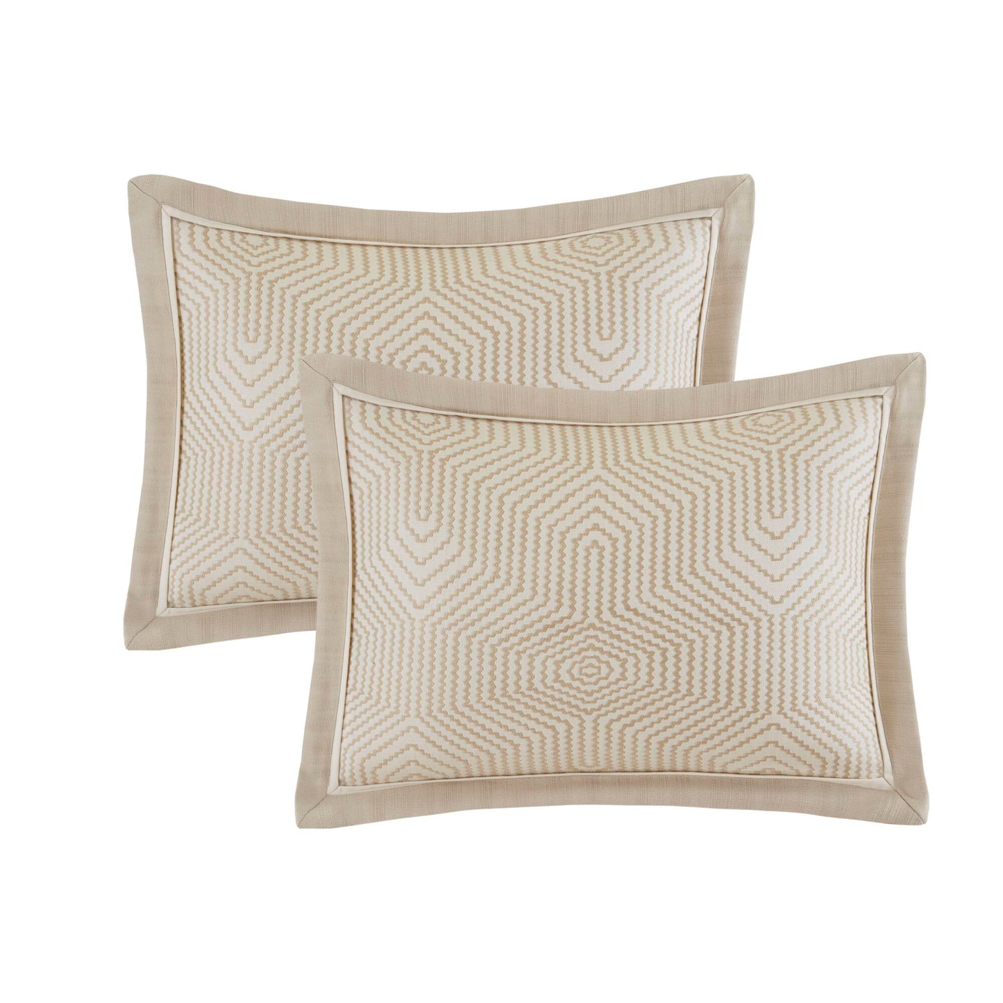 Queen Polyester Bedding Set Tan Ivory 8 Piece Comforter