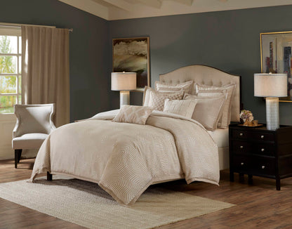 8-Piece Queen Abstract Comforter Set, Tan+Ivory