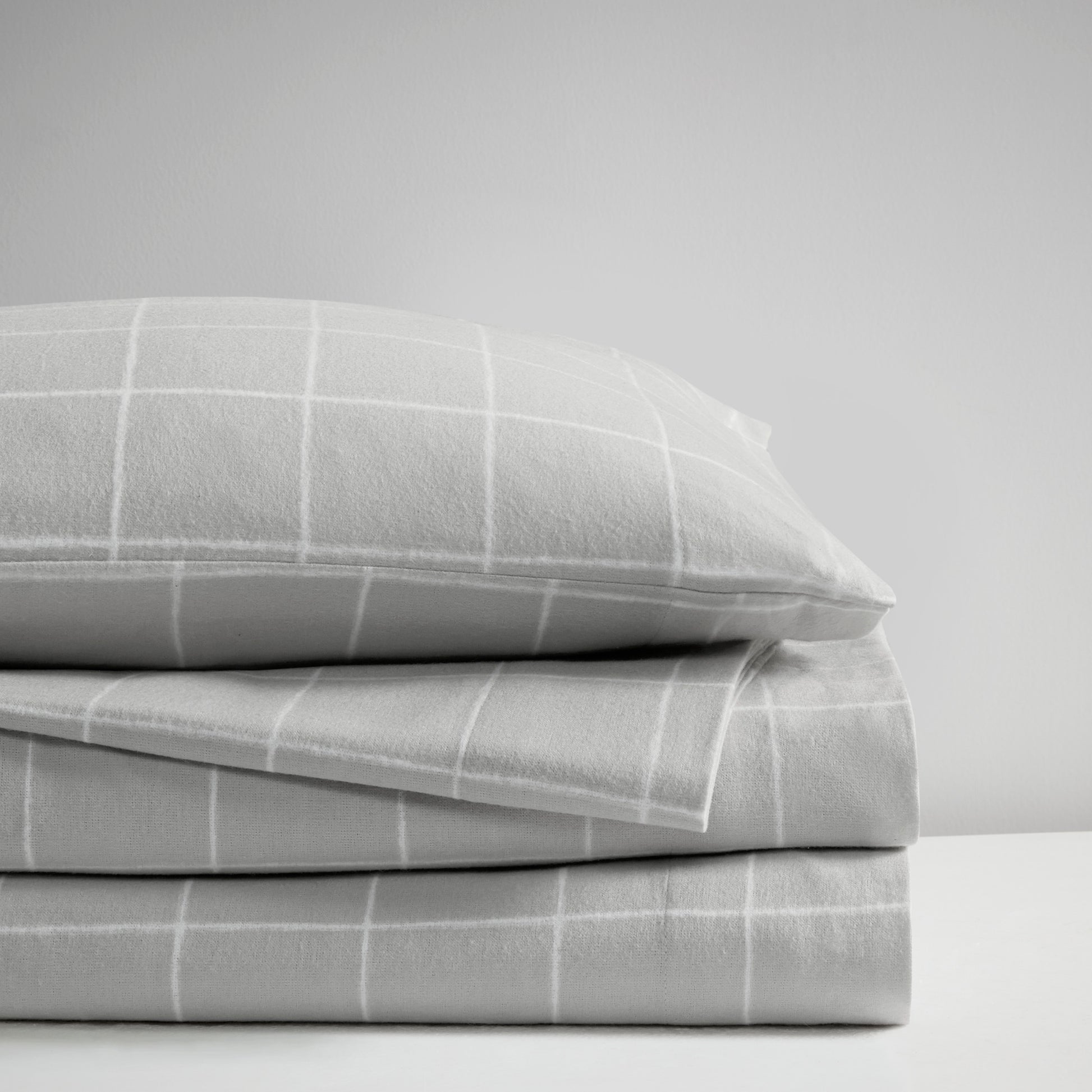 Cal King Grey Flannelette Sheet Set 4 Piece