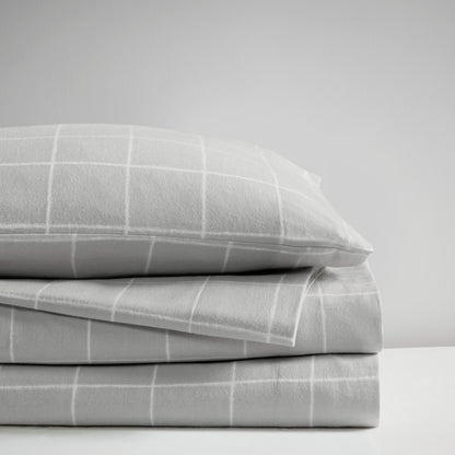 Cal King Grey Flannelette Sheet Set 4 Piece