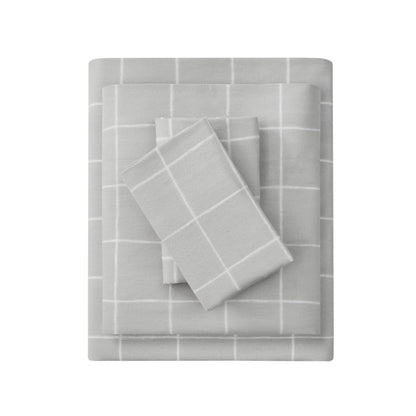 Cal King Grey Flannelette Sheet Set 4 Piece