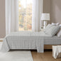 4-Piece Cal King 100% Cotton Printed Sheet Set, Grey Windowpane