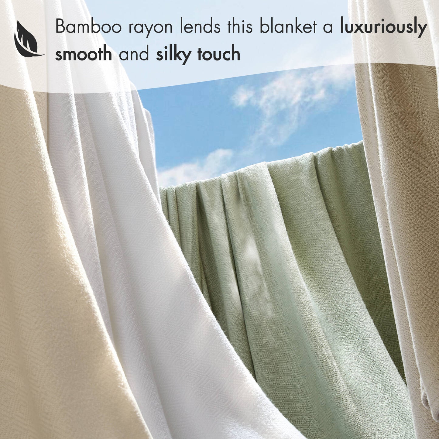 Twin Rayon Bamboo Blanket - Sage Green, 66x90