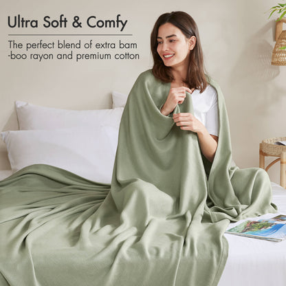 Twin Rayon Bamboo Blanket - Sage Green, 66x90