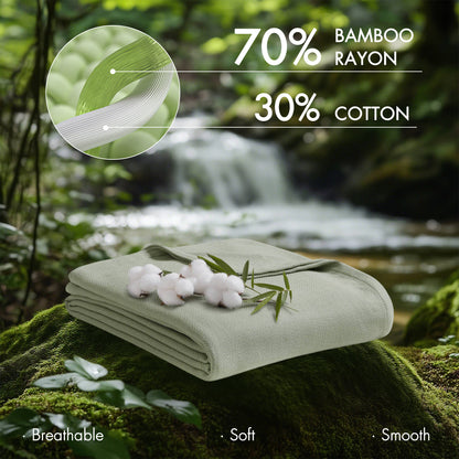 Twin Rayon Bamboo Blanket - Sage Green, 66x90